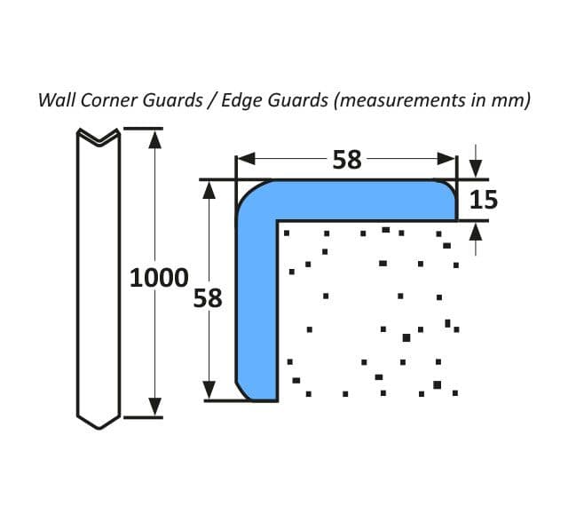 Astroflame AFCGCG Wall Corner Guards / Edge Guards 1000mm (Grey)