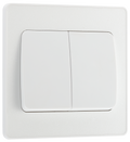 BG PCDCL42WW Pearlescent White Evolve 2 Gang 20A 16AX 2 Way Wide Rocker Light Switch - White Insert