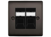 BG Nexus Metal Black Nickel 2 Gang RJ45 Data Socket NBNRJ452B Black Inserts by British General (BG-NBNRJ452B)