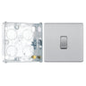BG Screwless Brushed Steel 20A 16AX 2 Way Single Light Switch FBS12 with 25mm Steel Back Box by British General (BG-FBS12+HGS02)