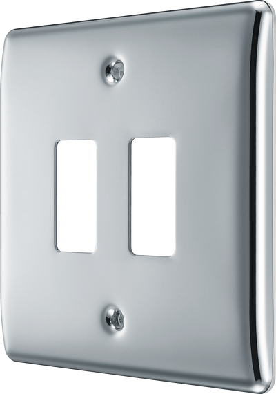 BG RNPC2 Nexus Grid Polished Chrome 2 Module Front Plate