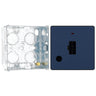 BG Evolve Matt Blue 13A Unswitched Spur with Neon and Flex Outlet PCDDB54B with 35mm Steel Back Box