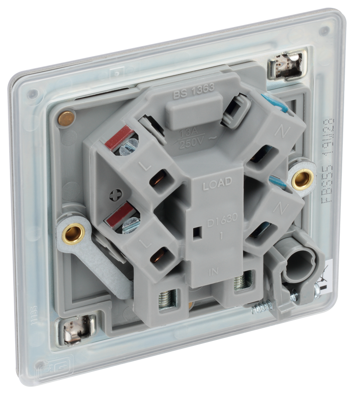 FBS55 Back - This 13A fused and unswitched connection unit from British General provides an outlet from the mains containing the fuse ideal for spur circuits and hardwired appliances.