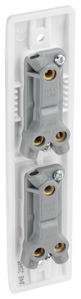 BG 848 Moulded Round Edge | White | 2 Gang 10A 2 Way Architrave Switch by British General (BG-848)