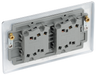 NPC44 Back - This polished chrome finish 20A 16AX quadruple light switch from British General can operate 4 different lights whilst the 2 way switching allows a second switch to be added to the circuit to operate the same light from another location (e.g. at the top and bottom of the stairs).