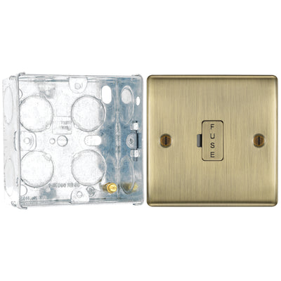 BG Nexus Antique Brass 13A Unswitched Fused Connection Unit NAB54 with 35mm Steel Back Box