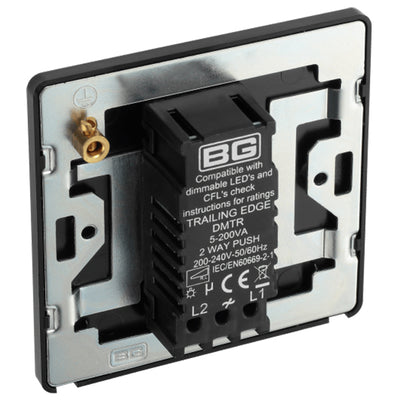 BG Evolve PCDMB81B Matt Black 1 Gang 200W Edge Switch-Black Insert