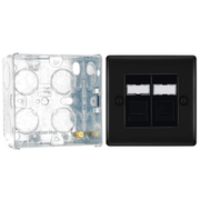 BG Nexus Matt Black 2 Gang RJ45 Double Data Outlet NFBRJ452 with 35mm Steel Back Box