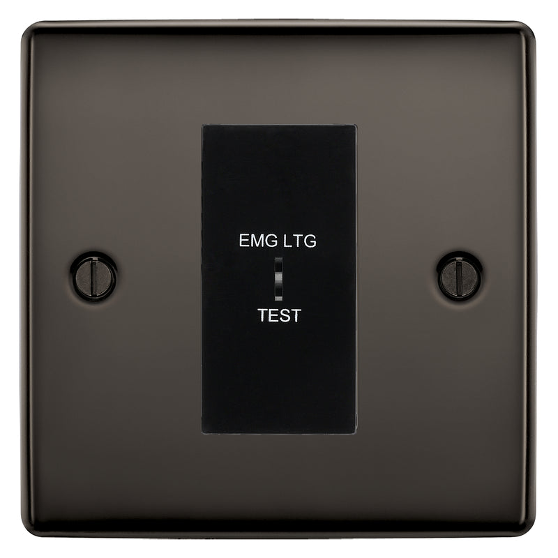 BG Nexus Metal Black Nickel 20AX 2 Way Emergency Lighting Test Key Switch - Black Insert