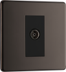 BG FLATPLATE SCREWLESS FBN62 Single Gang Isolated Co-Axial Socket - Black Nickel by British General (BG-FBN62)