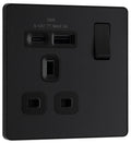 BG PCDMB21UAC18B Evolve | Matt Black - Black Insert |1 Gang 13A Single Pole 1x USB-A 1x USB-C Switched Socket
