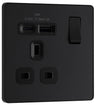 BG PCDMB21UAC18B Evolve | Matt Black - Black Insert |1 Gang 13A Single Pole 1x USB-A 1x USB-C Switched Socket by British General (BG-PCDMB21UAC18B)