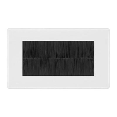 BG Nexus White Double 4 Gang Brush Cable Entry Wall Plate | Black Insert by British General