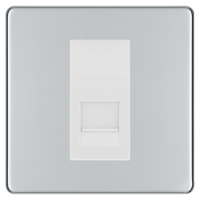 BG Screwless Polished Chrome Single Master Telephone Socket – White Insert