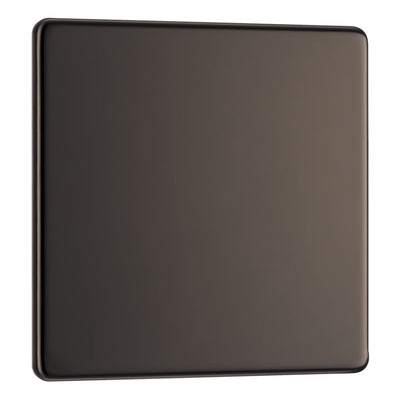 BG Screwless Black Nickel  Single Blank Plate FBN94 with 25mm Steel Back Box