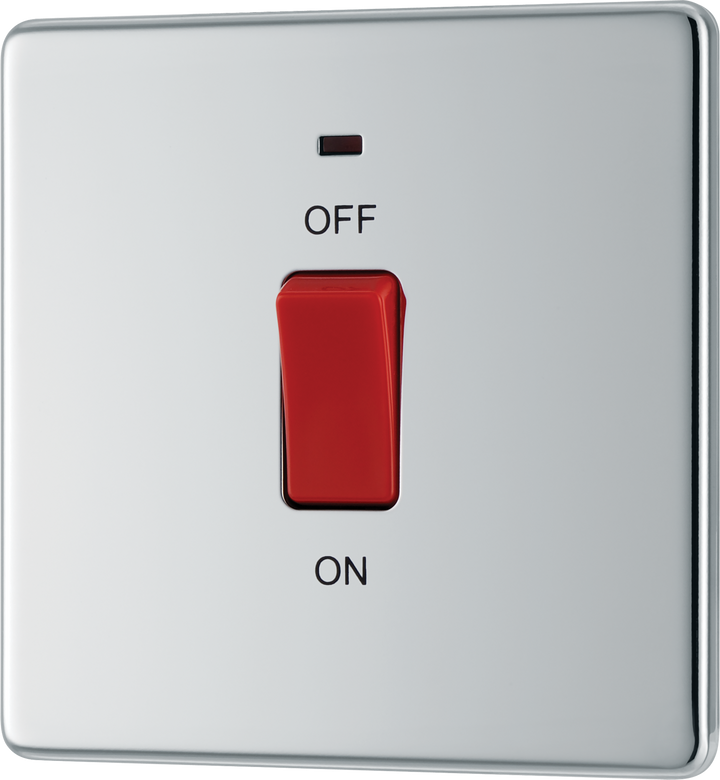 FPC74 Front - This 45A double pole switch with indicator from British General is ideal for use with cookers and ovens.