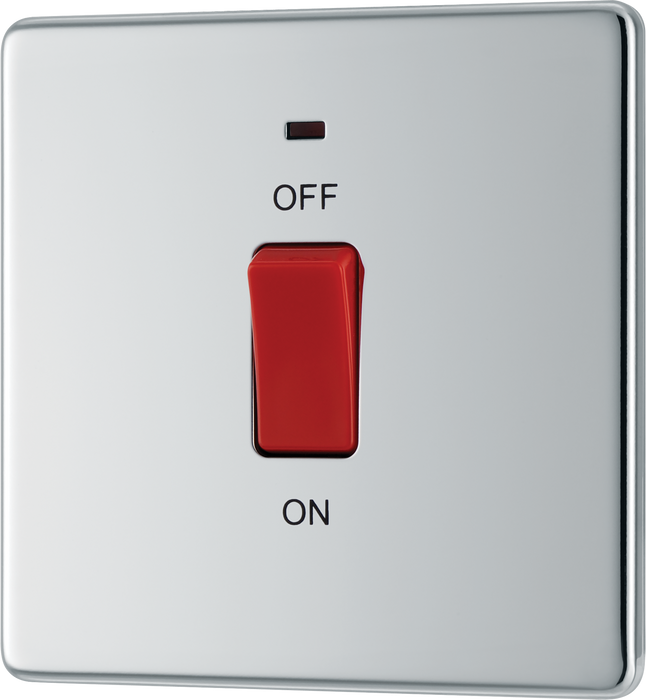 FPC74 Front - This 45A double pole switch with indicator from British General is ideal for use with cookers and ovens.