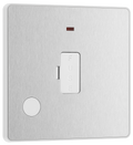 BG PCDBS54W Brushed Steel Evolve 13A Flex Outlet Neon Unswitched Fused Spur Unit - White Insert