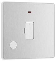 BG PCDBS54W Brushed Steel Evolve 13A Flex Outlet Neon Unswitched Fused Spur Unit - White Insert by British General (BG-PCDBS54W-Shopify-SA_1)
