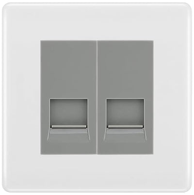 BG White Moulded Double RJ11 Telephone Socket NWMRJ112 - Grey Insert by British General (BG-NWMRJ112G)