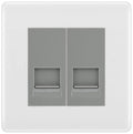 BG White Moulded Double RJ11 Telephone Socket NWMRJ112 - Grey Insert