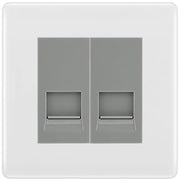 BG White Moulded Double RJ11 Telephone Socket NWMRJ112 - Grey Insert by British General (BG-NWMRJ112G)