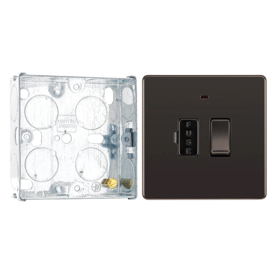 BG Screwless Black Nickel 13A Switched Spur + Neon FBN52 with 25mm Steel Back Box