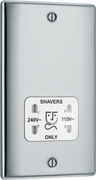 BG NPC20W Nexus Metal Polished Chrome 115-230V Dual Voltage Shaver Socket - White Insert