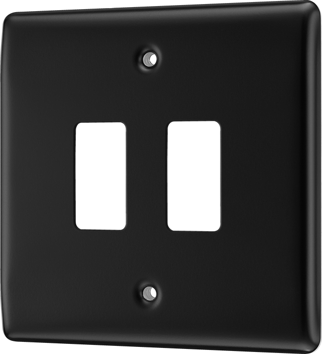 BG RNFB2 Nexus Metal Matt Black 2 Module Grid Front Plate