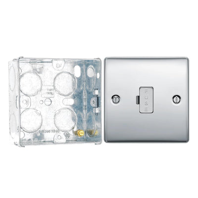 BG Nexus Polished Chrome 13A Unswitched Fused Connection Unit NPC54 with 35mm Steel Back Box