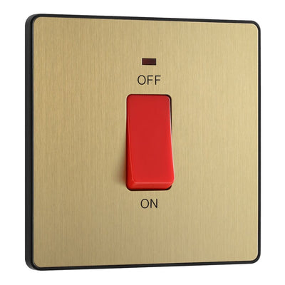 BG Evolve Satin Brass 45A DP Single Plate + Neon PCDSB74B with 35mm Steel Back Box