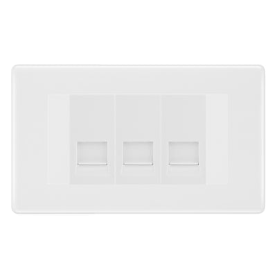 BG Nexus White Moulded 3 Gang RJ11 Telephone Socket Euro Module - White Insert by British General (BG-NWMRJ113W)