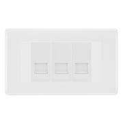 BG Nexus White Moulded 3 Gang RJ11 Telephone Socket Euro Module - White Insert by British General (BG-NWMRJ113W)