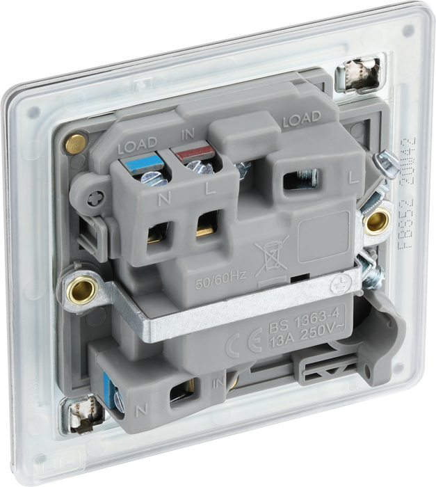 FBS52 Back - This 13A fused and switched connection unit with power indicator from British General provides an outlet from the mains containing the fuse ideal for spur circuits and hardwired appliances.