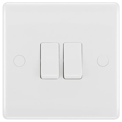 BG 842 Moulded Round Edge | White | 2 Gang 10AX 2 Way Plate Switch by British General (BG-842)