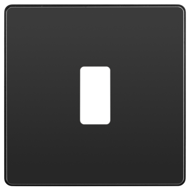 BG RPCDBC1B Evolve Grid Black Chrome 1 Module Square Front Plate - Black Trim