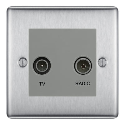 BG Nexus Metal Brushed Steel TV & FM Socket NBS66G by British General (BG-NBS66G)