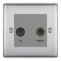 BG Nexus Metal Brushed Steel TV & FM Socket NBS66G