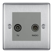 BG Nexus Metal Brushed Steel TV & FM Socket NBS66G by British General (BG-NBS66G)