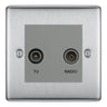 BG Nexus Metal Brushed Steel TV & FM Socket NBS66G by British General (BG-NBS66G)