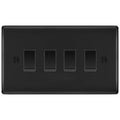 BG Matt Black 4 Gang Intermediate Light Switch Custom Grid Switch
