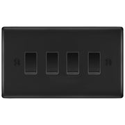 BG Matt Black 4 Gang Intermediate Light Switch Custom Grid Switch by British General (BG-NEXUS-MB-4G-CUSTOM-4x-INT-SWITCH)