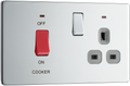 BG FPC70G Nexus Screwless Flat-Plate Switched Socket Cooker Unit Polished Chrome Grey Insert 45A