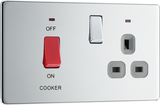 BG FPC70G Nexus Screwless Flat-Plate Switched Socket Cooker Unit Polished Chrome Grey Insert 45A by British General (BG-FPC70G-Shopify-SA_1)