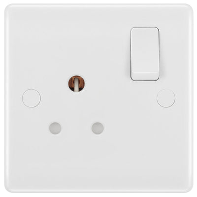 BG 829S Moulded Rounded Edge | White | 1 Gang 5A Switched Round Pin Socket by British General (BG-829S)
