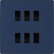 BG Evolve Matt Blue 5 Gang Intermediate Custom Grid Light Switch with Back Box Included by British General (BG-Evolve-DB-5G-CUSTOM-5x INT SWITCH)