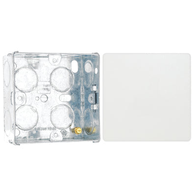 BG Evolve Pearlescent White Single Blank Plate PCDCL94W with 35mm Steel Back Box