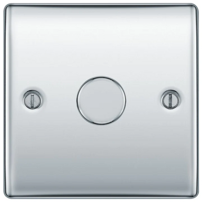 BG NPC81P Nexus 1 Gang, 2 Way, 400w Dimmer Switches-push Type Polished Chrome