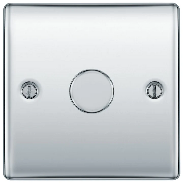 BG NPC81P Nexus 1 Gang, 2 Way, 400w Dimmer Switches-push Type Polished Chrome