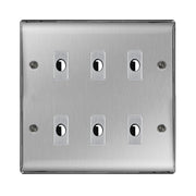 BG Nexus Metal Brushed Steel 6 Gang Flex Outlet Socket by British General (BG-NEXUS-BS-6G-FLEX-OUTLET-SOCKET)